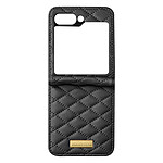 Avizar Coque pour Samsung Z Flip 5 Simili Cuir Rhombique Pliable Collection Geo  Noir