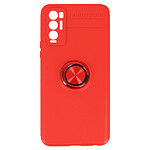 Avizar Coque Oppo Find X3 Neo Bague Support Métallique Silicone Gel Rouge