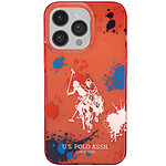 U.S Polo Coque pour iPhone 14 Pro Max Splatter Double Horse Bords Surélevés Rouge