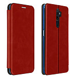 Avizar Étui Oppo A5 2020 / A9 2020 Simili-Cuir Clapet Porte-carte Support Vidéo rouge