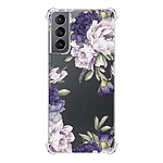 LaCoqueFrançaise Coque Samsung Galaxy S21 5G anti-choc souple angles renforcés transparente Motif Pivoines Violettes