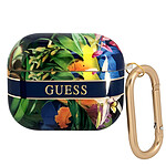 Guess Coque pour AirPods 3 avec Mousqueton Design Floral Tropical Multicolore