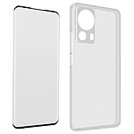 Avizar Coque pour Xiaomi 13 Lite Silicone Gel Souple avec Verre Trempé Dureté 9H contour noir