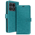 Mayaxess Étui pour Xiaomi 14T Pro Portefeuille avec Dragonne Turquoise