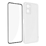 Avizar Coque pour Realme 9i , Oppo A76 et A96 Silicone Souple et Film Verre Trempé 9H Noir/Transparent