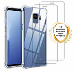 Evetane Coque Samsung Galaxy S9 Antichocs Silicone + 2 Vitres en Verre Trempé Protection écran