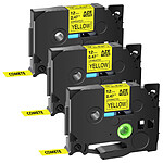 3 Rubans TZe-631 Noir sur Jaune cassette recharge pour étiqueteuse Brother