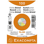 EXACOMPTA Paquet de 100 fiches Bristol quadrillé 5x5 non perforé 74x105mm - Couleurs assorties x 20