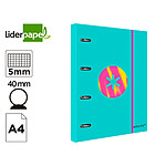 ANTARTIK Classeur liderpapel antartik trending topic 2020 4 anneaux ronds 40mm feuillet mobile a4 5x5mm coloris turquoise x 10