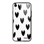 Evetane Coque iPhone Xr Coque Soft Touch Glossy Coeurs Noirs Design