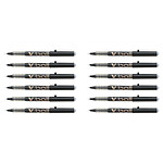 PILOT Stylo Roller Encre Liquide V-BALL 10 Pointe Large Noir x 12