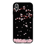 Evetane Coque iPhone X/ Xs Silicone Liquide Douce noir Chute De Fleurs