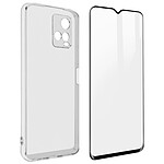 Avizar Coque Vivo Y21, Y21s et Y33s Silicone Souple Verre Trempé 9H Transparent Noir