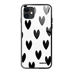 Evetane Coque iPhone 11 Coque Soft Touch Glossy Coeurs Noirs Design