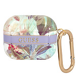 Guess Coque pour AirPods 3 avec Mousqueton Design Floral Pastel Multicolore