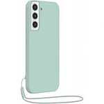 BigBen Connected Coque pour Samsung Galaxy S22+ 5G en Silicone avec dragonne assortie Bleu clair