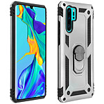 Avizar Coque Huawei P30 Pro Bi matière Rigide Souple Bague Support Vidéo Argent