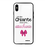 Evetane Coque en verre trempé iPhone Xs Max Un peu chiante tres attachante