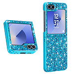 Avizar Coque Paillette pour Samsung Z Flip 6 Dos Rigide Contour Souple Bleu