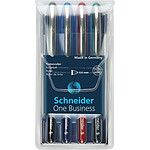 SCHNEIDER Pochette de 4 stylos roller à encre One Business pointe moyenne 0,6mm, couleurs assorties