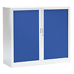 VINCO Armoire Monobloc FUN H100xL120xP43 cm 2 Tablettes Blanc Rideaux Bleu