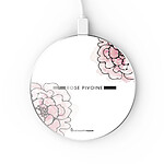 LaCoqueFrançaise Chargeur Induction contour argent blanc Rose Pivoine