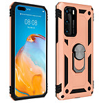 Avizar Coque Huawei P40 Antichoc bi-matières Bague Support Vidéo Rose Gold