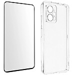 Avizar Coque pour Xiaomi Poco X4 GT Silicone Souple et Film Verre Trempé 9H  transparent contour noir