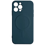 Avizar Coque Magsafe iPhone 12 Pro Silicone Souple Intérieur Soft-touch Mag Cover  bleu nuit