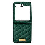 Avizar Coque pour Samsung Z Flip 5 Simili Cuir Rhombique Pliable Collection Geo  Vert