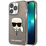 Karl Lagerfeld Coque Paillette pour iPhone 13 Pro Finition Fumée Noir Transparent