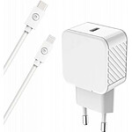 Force Power Chargeur Secteur 20W Power Delivery + Câble renforcé USB C/Lightning Blanc