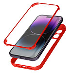 Avizar Coque pour iPhone 14 Pro Antichoc Dos Plexiglas Avant Polymère Coins Renforcés  Contour rouge