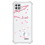 Evetane Coque Samsung Galaxy A22 5G Silicone antichocs Solides coins renforcés  transparente Motif Chat et Fleurs