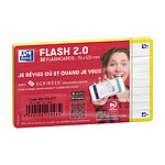 OXFORD Paquet de 32 Fiches Bristol flashcards 2.0 Non Perforées 75x125 mm A7 ligné jaune