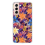 LaCoqueFrançaise Coque Samsung Galaxy S21 Plus 5G 360 intégrale transparente Motif Fleurs violettes et oranges Tendance