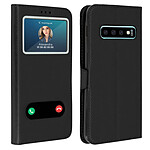 Avizar Etui Samsung Galaxy S10 Housse Folio Double Fenêtre Fonction Support noir