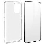 Avizar Coque pour Oppo Find X3 Lite Souple et Film Verre Trempé Dureté 9H Transparent au contour Noir