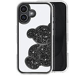 Avizar Coque Paillette pour iPhone 16 Plus Motif Ourson avec Strass Noir