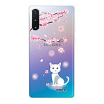 Evetane Coque Samsung Galaxy Note 10 360 intégrale transparente Motif Chat et Fleurs Tendance