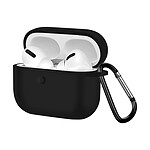 Coque AirPods Pro et Pro 2 Souple Anti-traces Anti-rayures avec Mousqueton noir