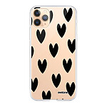 Evetane Coque iPhone 11 Pro 360 intégrale transparente Motif Coeurs Noirs Tendance