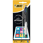 BIC Stylo 2 en 1 Bille + Stylet 4 COLOURS GRIP STYLUS Corps Gris Pointe Moy. 4 Couleurs