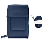 Avizar Pochette Bandoulière Smartphone en Simili cuir Sangle 130cm  bleu nuit