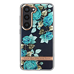 Avizar Coque pour Samsung Galaxy S23 Dos Rigide Contour Souple Design Fleurs  Turquoises