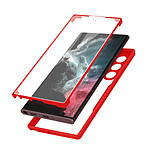 Avizar Coque pour Samsung Galaxy S22 Ultra Dos Plexiglas Avant Polymère Coins Renforcés  Contour rouge