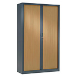 VINCO Armoire Monobloc H198xL100xP43 cm 4 Tablettes Anthracite Rideaux Pommier de Honfleur