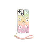 Guess Coque pour Apple iPhone 15 TPU Peony avec dragonne Multicolore