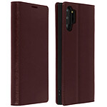 Avizar Étui Galaxy Note 10 Plus Cuir Véritable Porte cartes Support Vidéo Marron Foncé