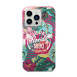 U.S Polo Coque pour iPhone 14 Pro Max Motifs Floraux USPA Florida EST.1890 BOCA RATON Multicolore